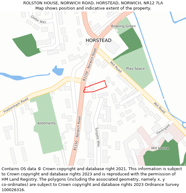 ROLSTON HOUSE, NORWICH ROAD, HORSTEAD, NORWICH, NR12 7LA: Location map and indicative extent of plot