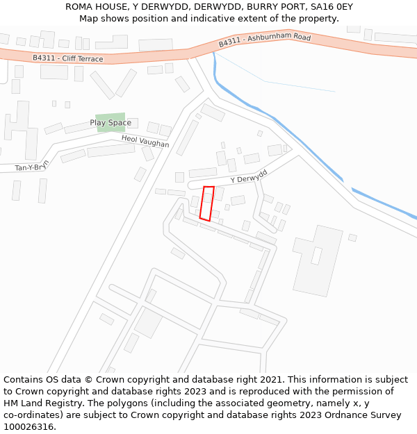 ROMA HOUSE, Y DERWYDD, DERWYDD, BURRY PORT, SA16 0EY: Location map and indicative extent of plot