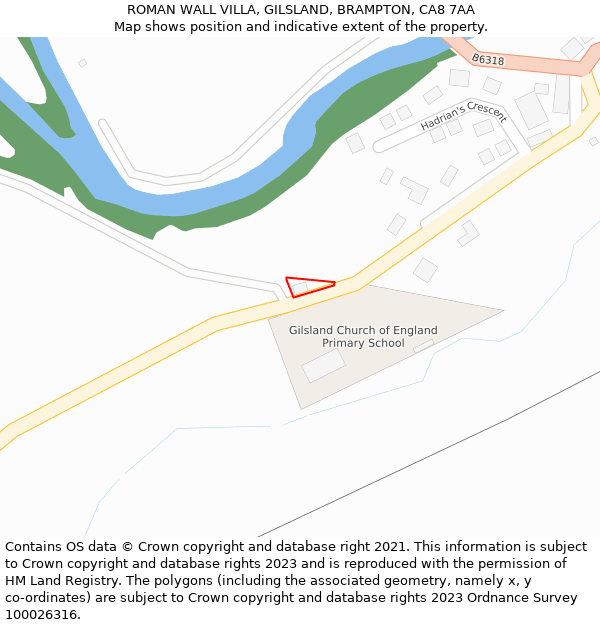 ROMAN WALL VILLA, GILSLAND, BRAMPTON, CA8 7AA: Location map and indicative extent of plot