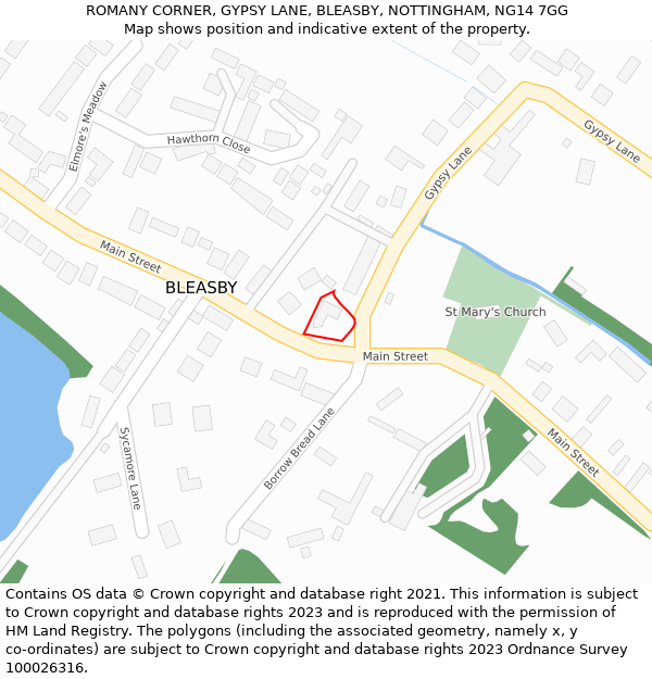 ROMANY CORNER, GYPSY LANE, BLEASBY, NOTTINGHAM, NG14 7GG: Location map and indicative extent of plot