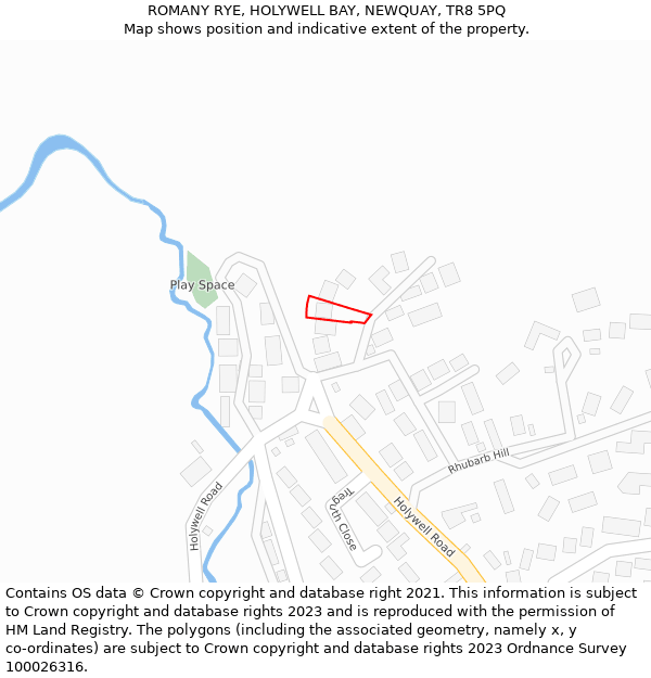 ROMANY RYE, HOLYWELL BAY, NEWQUAY, TR8 5PQ: Location map and indicative extent of plot