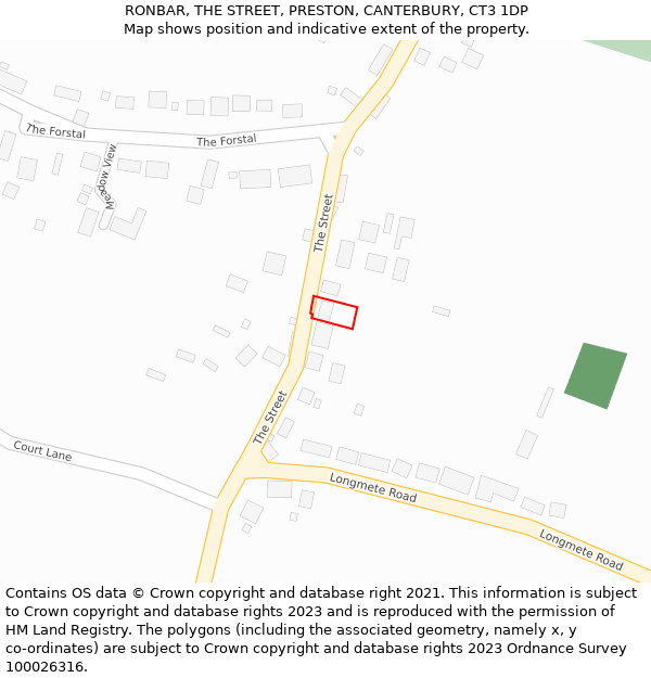 RONBAR, THE STREET, PRESTON, CANTERBURY, CT3 1DP: Location map and indicative extent of plot