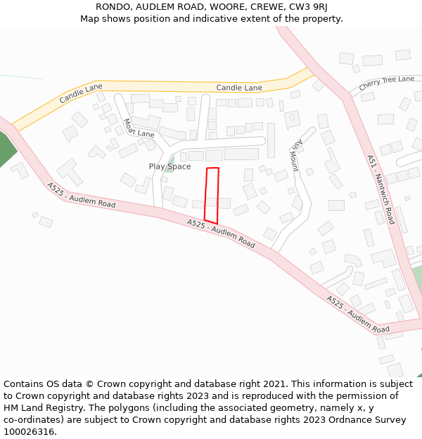 RONDO, AUDLEM ROAD, WOORE, CREWE, CW3 9RJ: Location map and indicative extent of plot