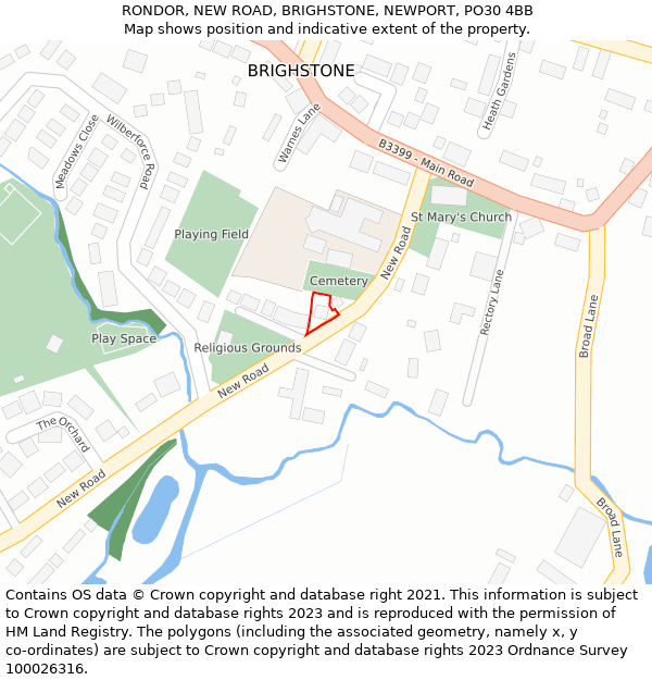 RONDOR, NEW ROAD, BRIGHSTONE, NEWPORT, PO30 4BB: Location map and indicative extent of plot