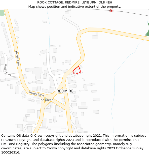 ROOK COTTAGE, REDMIRE, LEYBURN, DL8 4EH: Location map and indicative extent of plot