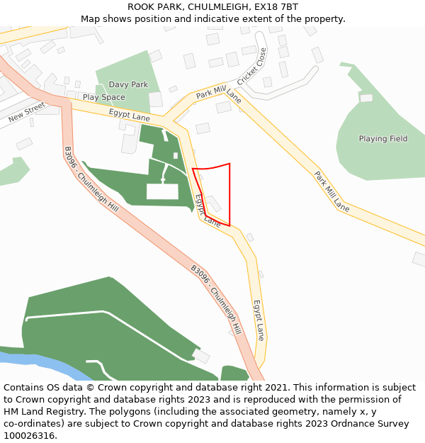 ROOK PARK, CHULMLEIGH, EX18 7BT: Location map and indicative extent of plot