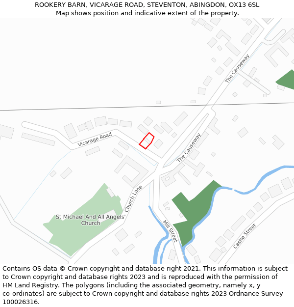 ROOKERY BARN, VICARAGE ROAD, STEVENTON, ABINGDON, OX13 6SL: Location map and indicative extent of plot