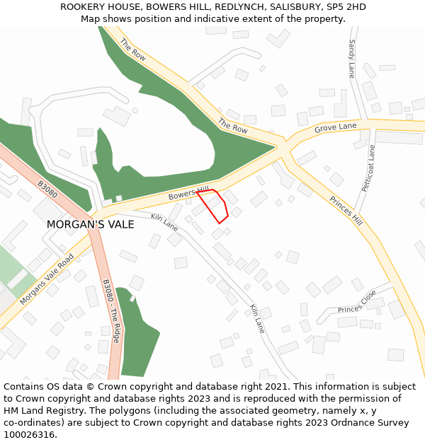 ROOKERY HOUSE, BOWERS HILL, REDLYNCH, SALISBURY, SP5 2HD: Location map and indicative extent of plot