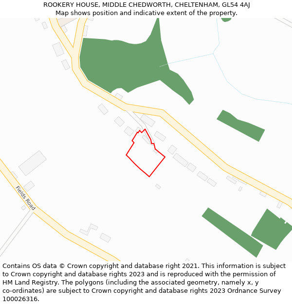 ROOKERY HOUSE, MIDDLE CHEDWORTH, CHELTENHAM, GL54 4AJ: Location map and indicative extent of plot