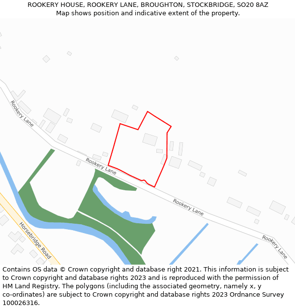 ROOKERY HOUSE, ROOKERY LANE, BROUGHTON, STOCKBRIDGE, SO20 8AZ: Location map and indicative extent of plot