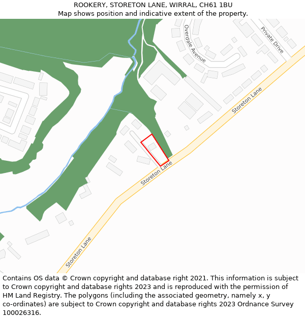 ROOKERY, STORETON LANE, WIRRAL, CH61 1BU: Location map and indicative extent of plot