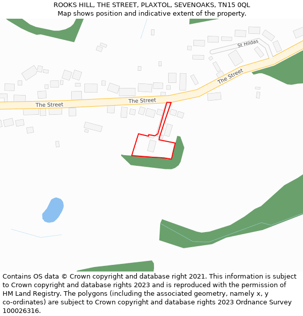 ROOKS HILL, THE STREET, PLAXTOL, SEVENOAKS, TN15 0QL: Location map and indicative extent of plot