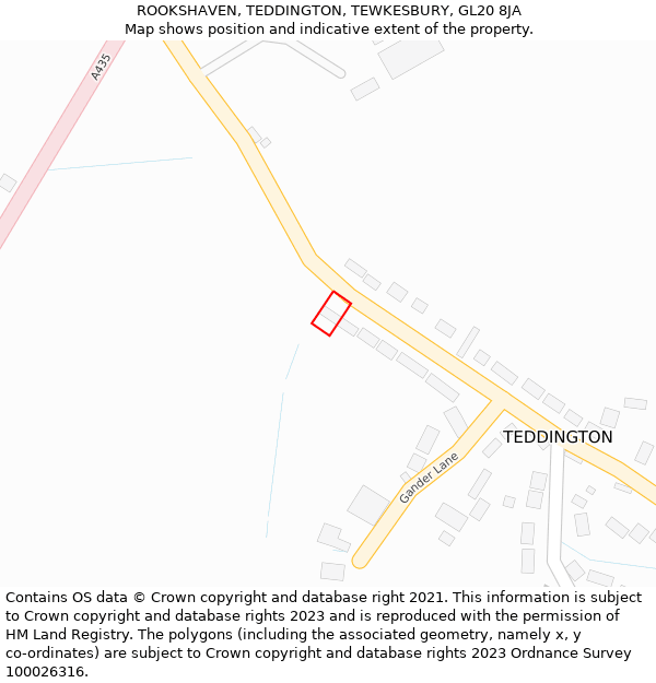 ROOKSHAVEN, TEDDINGTON, TEWKESBURY, GL20 8JA: Location map and indicative extent of plot