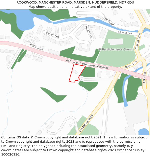 ROOKWOOD, MANCHESTER ROAD, MARSDEN, HUDDERSFIELD, HD7 6DU: Location map and indicative extent of plot