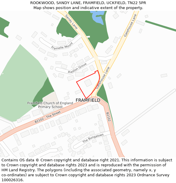 ROOKWOOD, SANDY LANE, FRAMFIELD, UCKFIELD, TN22 5PR: Location map and indicative extent of plot