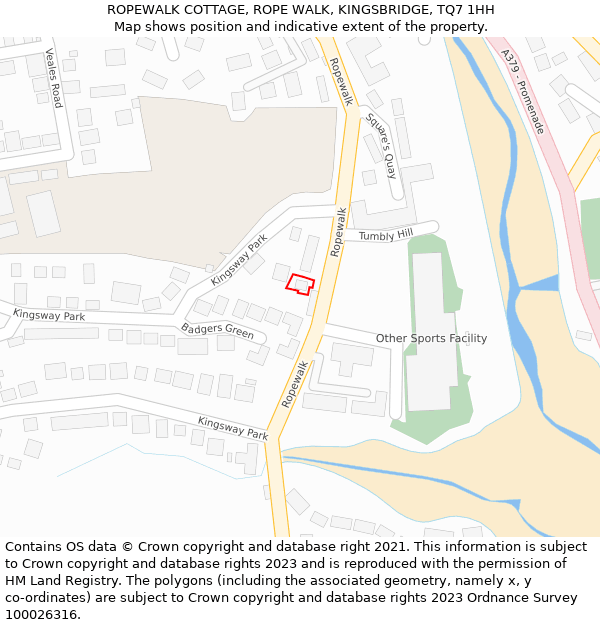ROPEWALK COTTAGE, ROPE WALK, KINGSBRIDGE, TQ7 1HH: Location map and indicative extent of plot