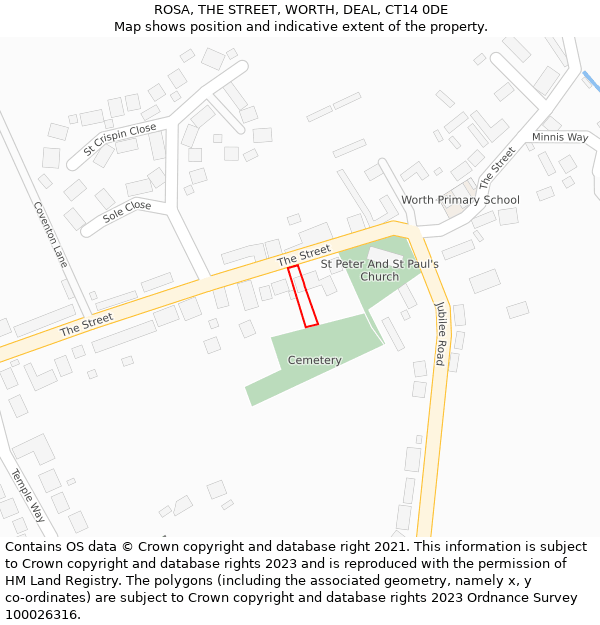 ROSA, THE STREET, WORTH, DEAL, CT14 0DE: Location map and indicative extent of plot