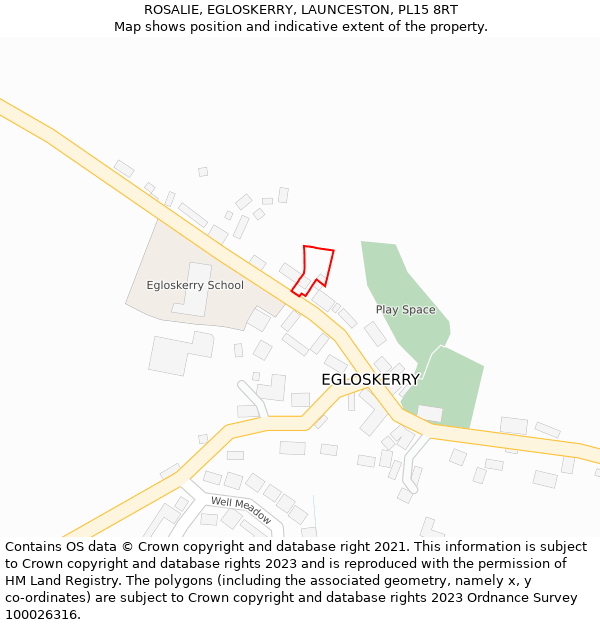 ROSALIE, EGLOSKERRY, LAUNCESTON, PL15 8RT: Location map and indicative extent of plot