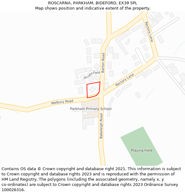 ROSCARNA, PARKHAM, BIDEFORD, EX39 5PL: Location map and indicative extent of plot