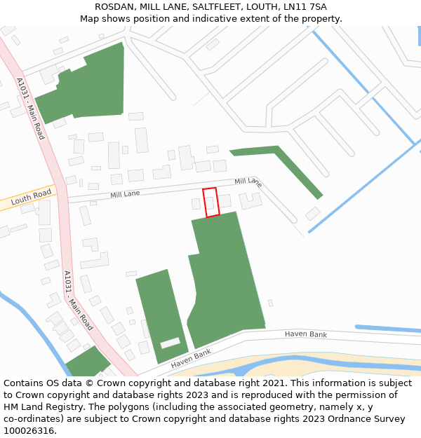 ROSDAN, MILL LANE, SALTFLEET, LOUTH, LN11 7SA: Location map and indicative extent of plot