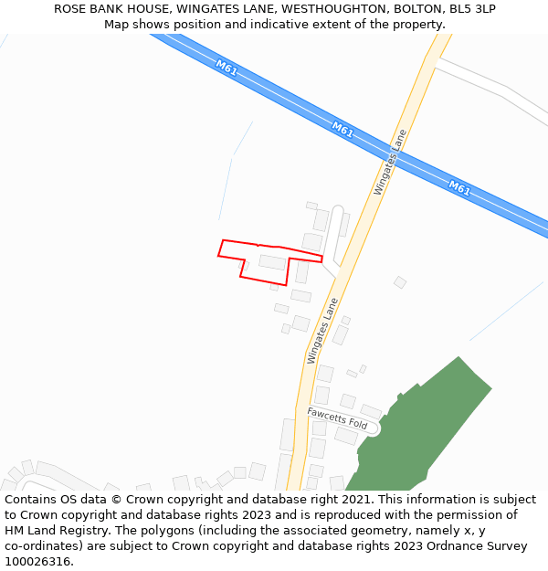 ROSE BANK HOUSE, WINGATES LANE, WESTHOUGHTON, BOLTON, BL5 3LP: Location map and indicative extent of plot