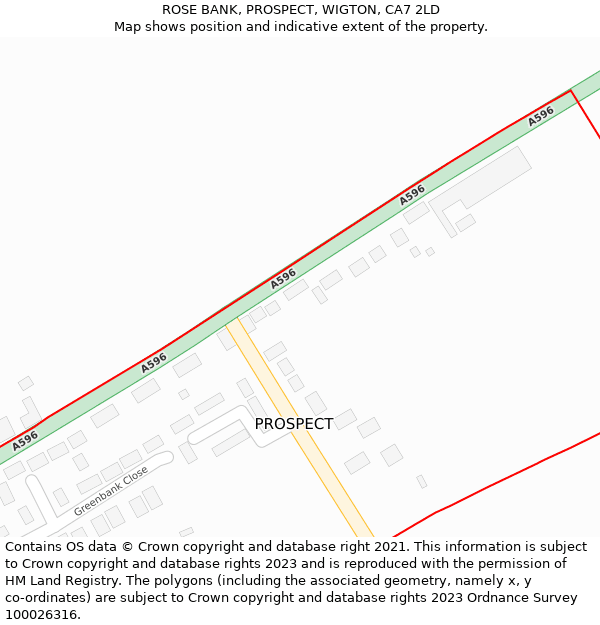 ROSE BANK, PROSPECT, WIGTON, CA7 2LD: Location map and indicative extent of plot