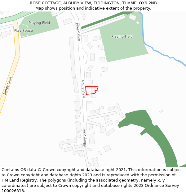 ROSE COTTAGE, ALBURY VIEW, TIDDINGTON, THAME, OX9 2NB: Location map and indicative extent of plot