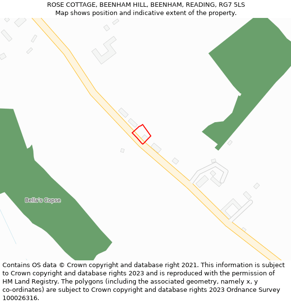 ROSE COTTAGE, BEENHAM HILL, BEENHAM, READING, RG7 5LS: Location map and indicative extent of plot