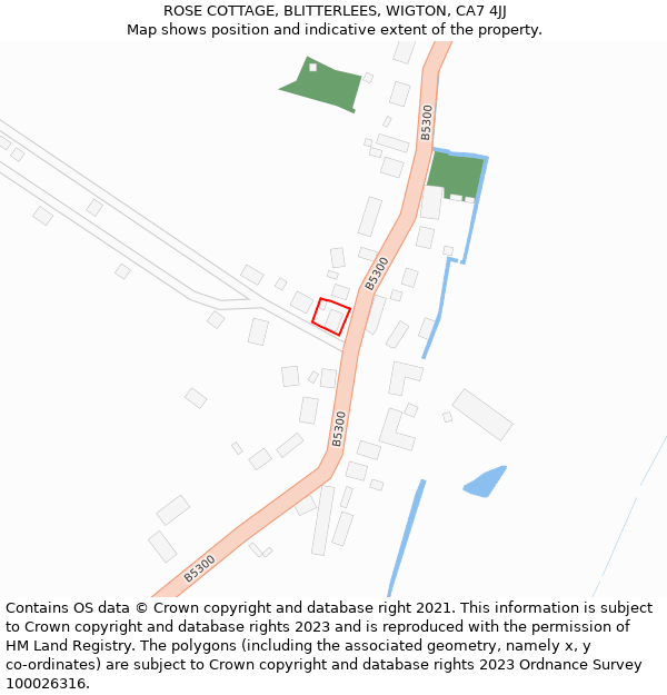 ROSE COTTAGE, BLITTERLEES, WIGTON, CA7 4JJ: Location map and indicative extent of plot