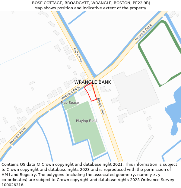 ROSE COTTAGE, BROADGATE, WRANGLE, BOSTON, PE22 9BJ: Location map and indicative extent of plot