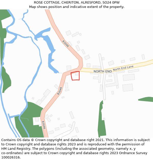 ROSE COTTAGE, CHERITON, ALRESFORD, SO24 0PW: Location map and indicative extent of plot
