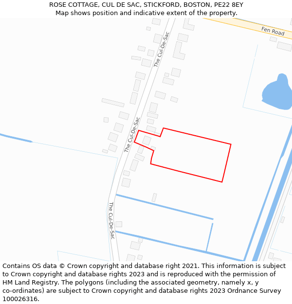ROSE COTTAGE, CUL DE SAC, STICKFORD, BOSTON, PE22 8EY: Location map and indicative extent of plot