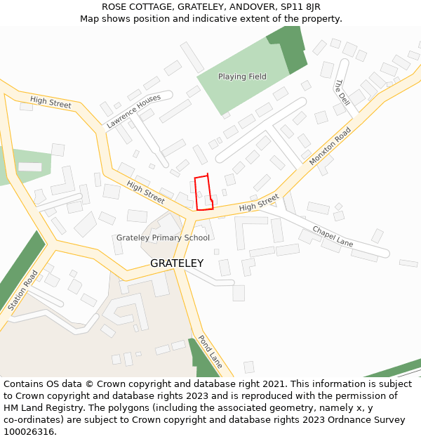 ROSE COTTAGE, GRATELEY, ANDOVER, SP11 8JR: Location map and indicative extent of plot