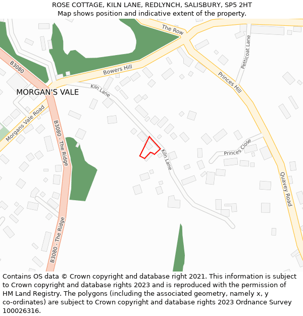 ROSE COTTAGE, KILN LANE, REDLYNCH, SALISBURY, SP5 2HT: Location map and indicative extent of plot