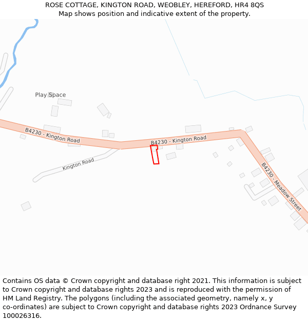 ROSE COTTAGE, KINGTON ROAD, WEOBLEY, HEREFORD, HR4 8QS: Location map and indicative extent of plot