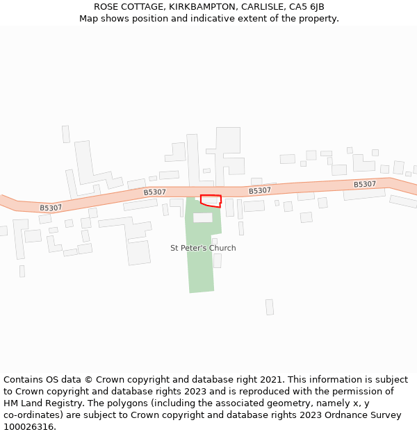 ROSE COTTAGE, KIRKBAMPTON, CARLISLE, CA5 6JB: Location map and indicative extent of plot
