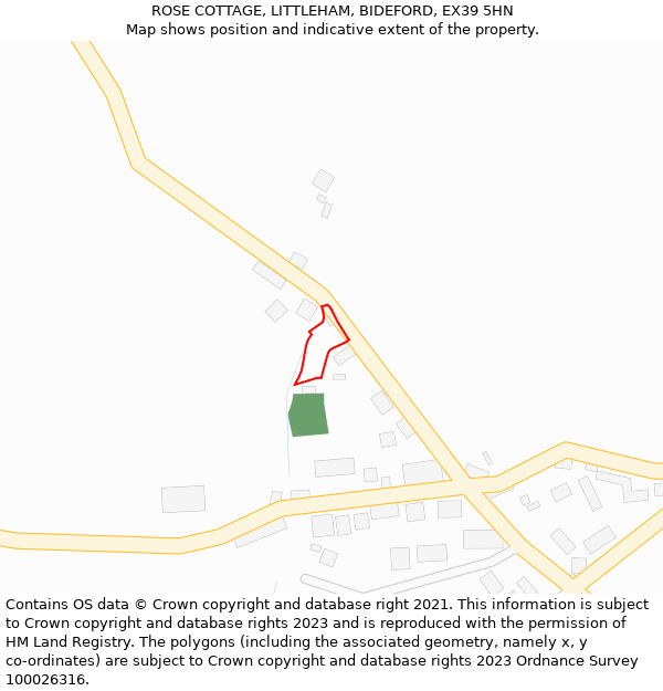 ROSE COTTAGE, LITTLEHAM, BIDEFORD, EX39 5HN: Location map and indicative extent of plot