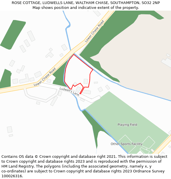 ROSE COTTAGE, LUDWELLS LANE, WALTHAM CHASE, SOUTHAMPTON, SO32 2NP: Location map and indicative extent of plot