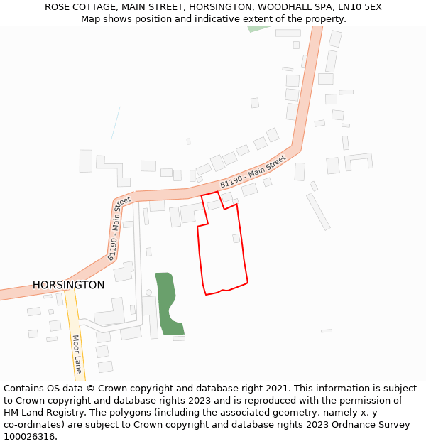 ROSE COTTAGE, MAIN STREET, HORSINGTON, WOODHALL SPA, LN10 5EX: Location map and indicative extent of plot