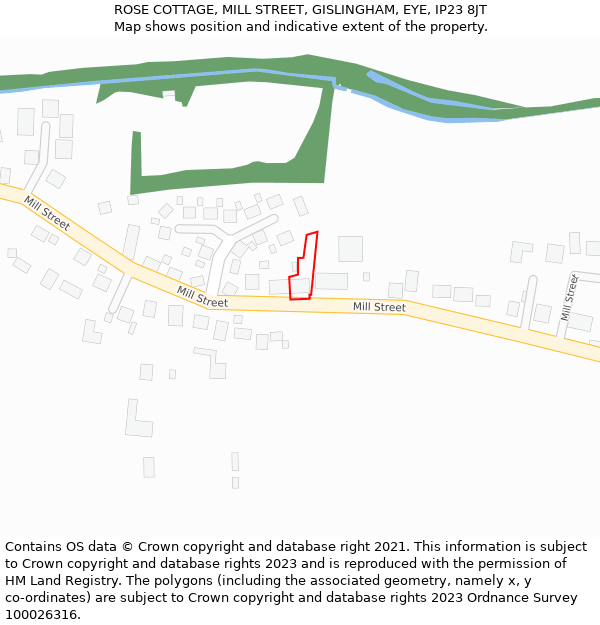 ROSE COTTAGE, MILL STREET, GISLINGHAM, EYE, IP23 8JT: Location map and indicative extent of plot