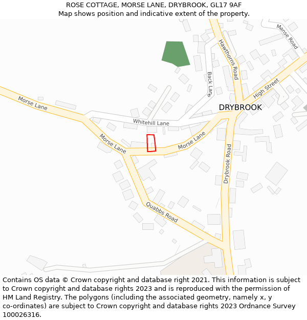 ROSE COTTAGE, MORSE LANE, DRYBROOK, GL17 9AF: Location map and indicative extent of plot