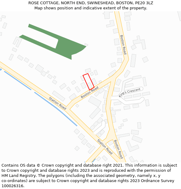 ROSE COTTAGE, NORTH END, SWINESHEAD, BOSTON, PE20 3LZ: Location map and indicative extent of plot