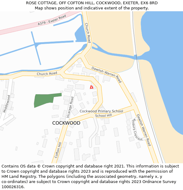 ROSE COTTAGE, OFF COFTON HILL, COCKWOOD, EXETER, EX6 8RD: Location map and indicative extent of plot