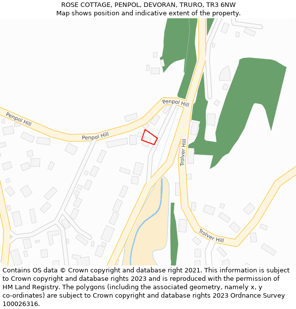 ROSE COTTAGE, PENPOL, DEVORAN, TRURO, TR3 6NW: Location map and indicative extent of plot