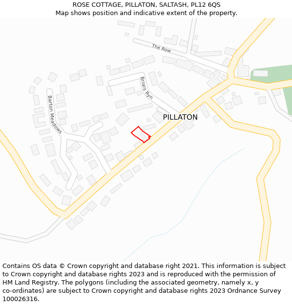 ROSE COTTAGE, PILLATON, SALTASH, PL12 6QS: Location map and indicative extent of plot