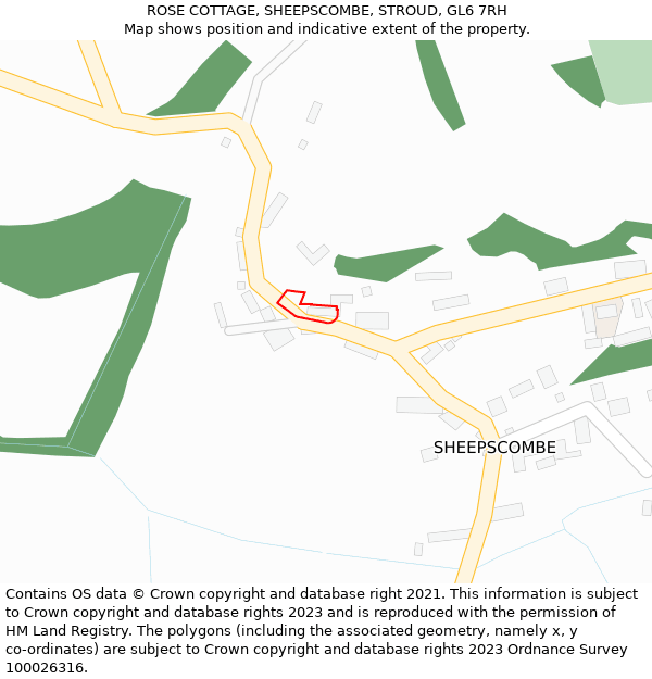 ROSE COTTAGE, SHEEPSCOMBE, STROUD, GL6 7RH: Location map and indicative extent of plot