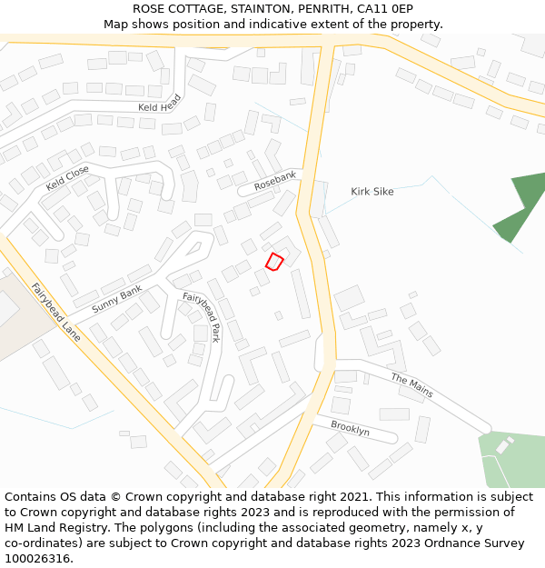 ROSE COTTAGE, STAINTON, PENRITH, CA11 0EP: Location map and indicative extent of plot