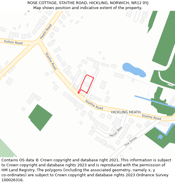 ROSE COTTAGE, STAITHE ROAD, HICKLING, NORWICH, NR12 0YJ: Location map and indicative extent of plot