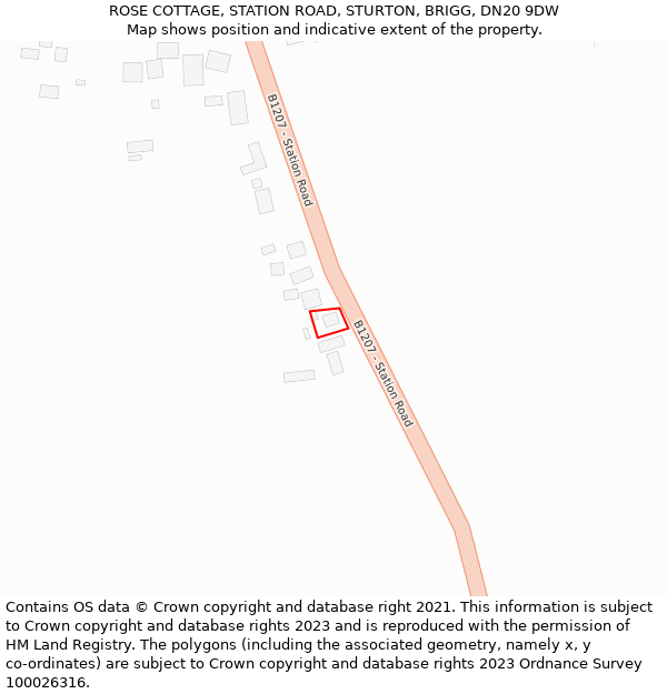 ROSE COTTAGE, STATION ROAD, STURTON, BRIGG, DN20 9DW: Location map and indicative extent of plot