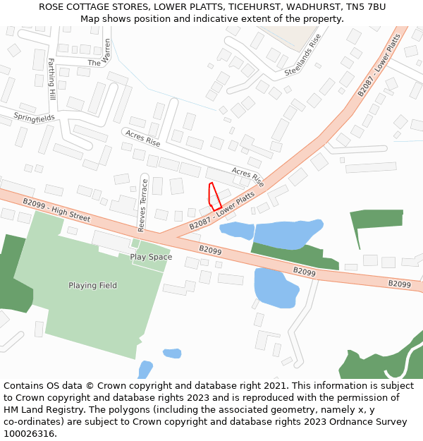 ROSE COTTAGE STORES, LOWER PLATTS, TICEHURST, WADHURST, TN5 7BU: Location map and indicative extent of plot